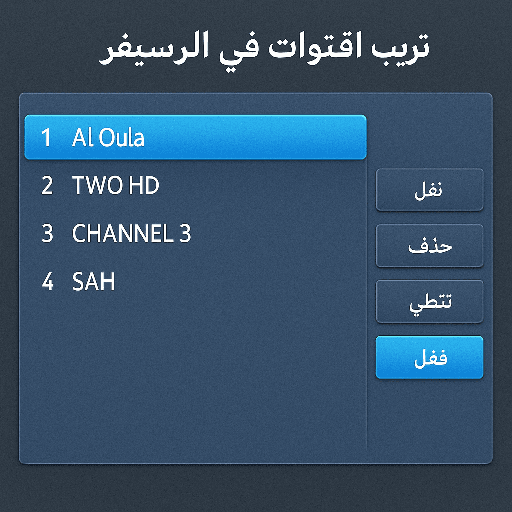 ترتيب القنوات على الرسيفر